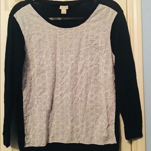 Navy and eyelet style j crew sweater. Cute!